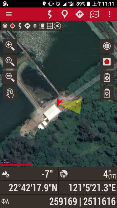 手機地圖操作介面(Oruxmaps APP)